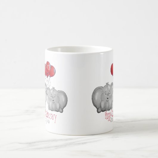 40. rubinischer Hochzeitstag Elefantengeschenk Kaffeetasse (Mittel)