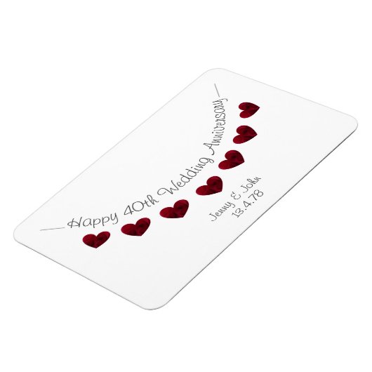 40. rubinischer Hochzeitstag Herzensammer Magnet (Linke Seite)