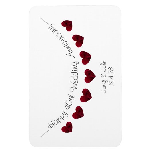 40. rubinischer Hochzeitstag Herzensammer Magnet (Vertikal)