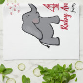 40. rubinischer Hochzeitstag niedlicher Elefant Geschirrtuch (Gefaltet)