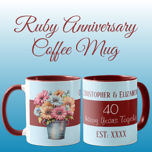 40. Rubinjubiläums-Blumen Namen blau Tasse