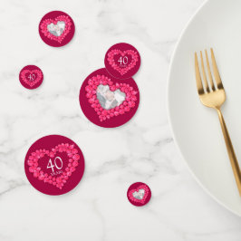 40. rubinrote Hochzeitstag Herz und Foto Konfetti