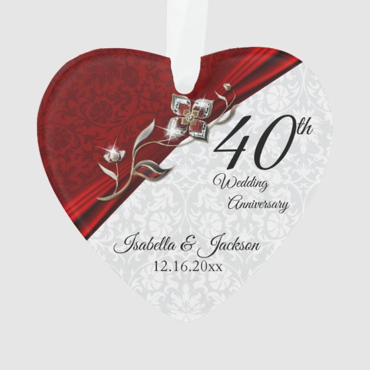 40. Rubinschmuck-Hochzeitsjubiläum 💞 Andenken Ornament (Rückseite)