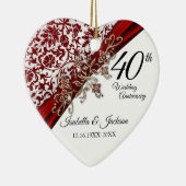 40. Ruby and White mit Blumenjubiläum Keramik Ornament (Rechts)