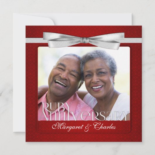 40. Ruby Anniversary Custom Foto Einladung (Vorderseite)