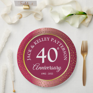 40. Ruby Anniversary Paper Plate Pappteller