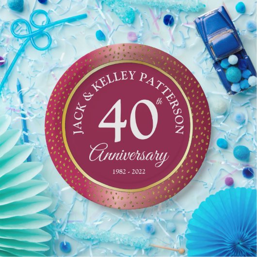 40. Ruby Anniversary Paper Plate Pappteller (Party)