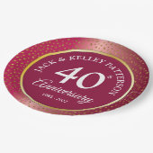 40. Ruby Anniversary Paper Plate Pappteller (Schrägansicht)