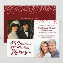 40. Ruby Anniversary Then & Now Fotos Party Einladung