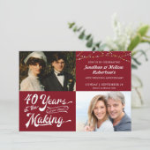 40. Ruby Anniversary Then & Now Fotos Party Einladung (Stehend Vorderseite)