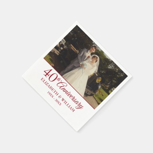 40. Ruby Anniversary Your Wedding Foto Serviette (Ecke)