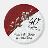 40. Ruby Floral Wedding Anniversary Keepake Magnet (Vorne)
