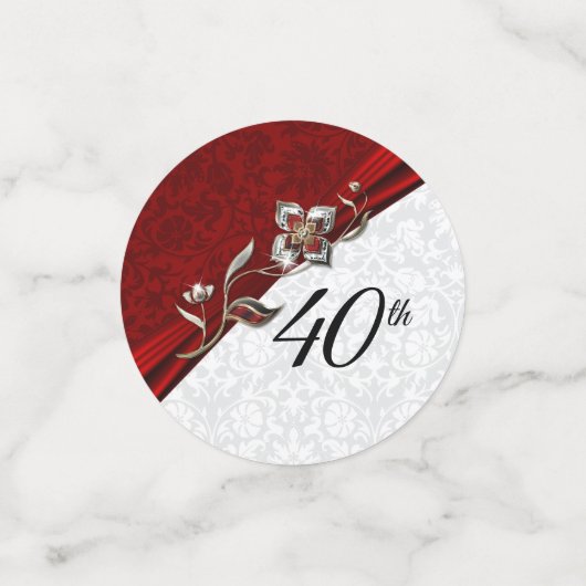 40. Ruby Floral Wedding Jubiläum Konfetti (Klein Vorderseite)