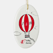 40. Ruby-Heißluftballon-Jubiläum Keramik Ornament (Rechts)