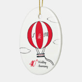 40. Ruby-Heißluftballon-Jubiläum Keramik Ornament (Links)
