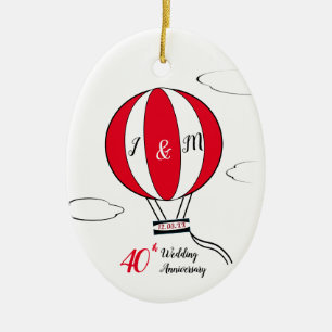 40. Ruby-Heißluftballon-Jubiläum Keramik Ornament