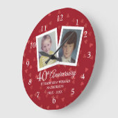 40. Ruby Hochzeit-Jubiläum Kindermädchen Fotos Große Wanduhr (Winkel)
