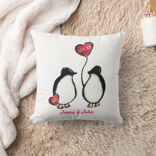 40. Ruby Hochzeitspinguin Kissen (Decke)