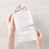 40. Ruby-Hochzeitstag All In One Einladung (Abreißen)