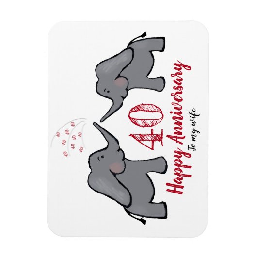 40. Ruby Hochzeitstag Ehefrau Elefant Magnet (Vertikal)