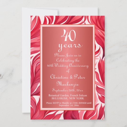 40. Ruby-Hochzeitstag Einladung (Vorderseite)