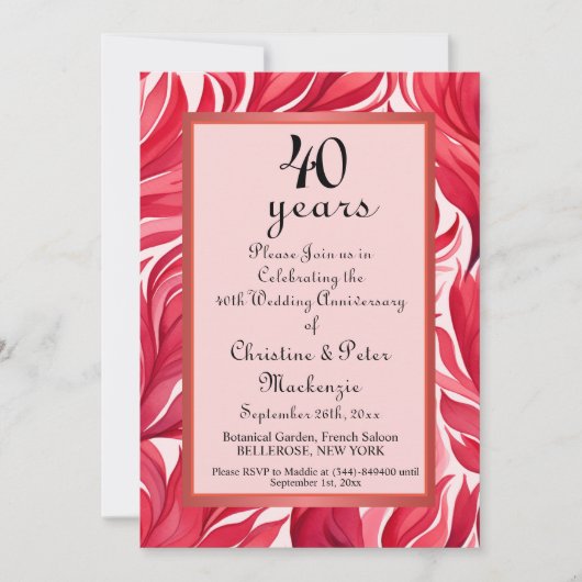 40. Ruby-Hochzeitstag Einladung (Vorderseite)