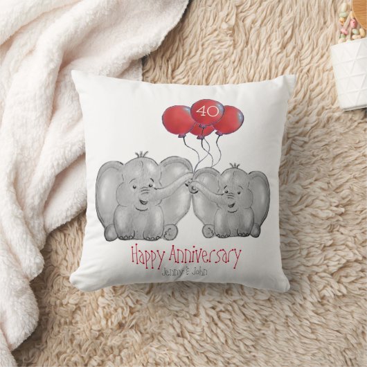 40. ruby Hochzeitstag Elefantengeschenk Kissen (Decke)