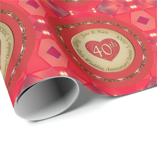 40. Ruby-Hochzeitstag Geschenkpapier (Rolleneckpunkt)