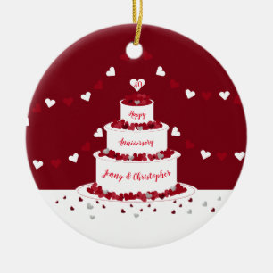 40. ruby Hochzeitstag Kuchen Design Keramik Ornament