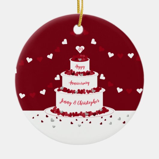 40. ruby Hochzeitstag Kuchen Design Keramik Ornament (Vorne)