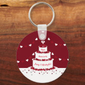 40. ruby Hochzeitstag Kuchen Design Schlüsselanhänger (Vorderseite)