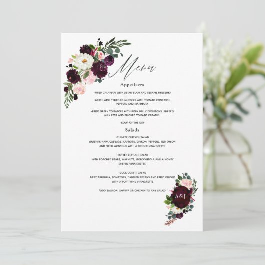 40. Ruby-Hochzeitstag Menükarte (Stehend Vorderseite)