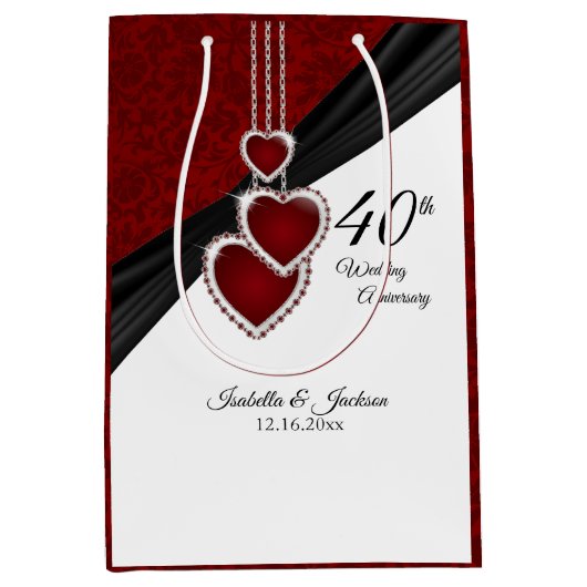 40. Ruby-Hochzeitstag Mittlere Geschenktüte (Vorderseite)