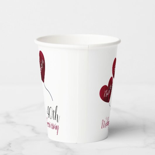 40. Ruby-Hochzeitstag Pappbecher (Rechts)