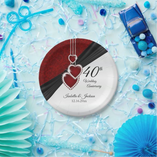 40. Ruby-Hochzeitstag Pappteller (Party)