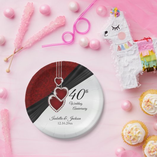 40. Ruby-Hochzeitstag Pappteller (Party)