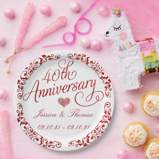 40. Ruby-Hochzeitstag Pappteller (Party)