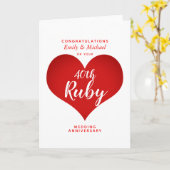 40. RUBY-Hochzeitstag personalisiert Karte (Gelbe Blume)