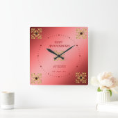 40. Ruby-Hochzeitstag Quadratische Wanduhr (Zuhause)