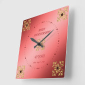 40. Ruby-Hochzeitstag Quadratische Wanduhr (Winkel)