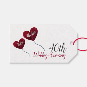 40. Ruby Hochzeitstag rote Herzballons Geschenkanhänger