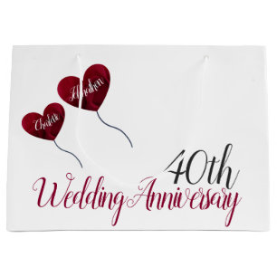 40. Ruby Hochzeitstag rote Herzballons Große Geschenktüte