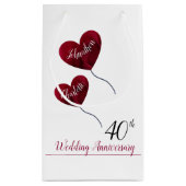 40. Ruby Hochzeitstag Rote Herzblasen Kleine Geschenktüte (Rückseite)