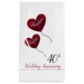 40. Ruby Hochzeitstag Rote Herzblasen Kleine Geschenktüte (Vorderseite)