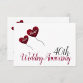 40. Ruby Hochzeitstag Rote Herzblasen RSVP Karte (Vorne/Hinten)