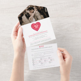 40. Ruby Hochzeitstag Rotes Herz UAWG All In One Einladung