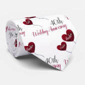 40. Ruby Hochzeitstag, rotes und weißes Herz Krawatte (Gerollt)