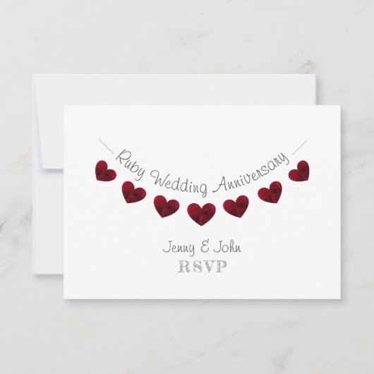 40. ruby Hochzeitstag RSVP Karte (Vorderseite)