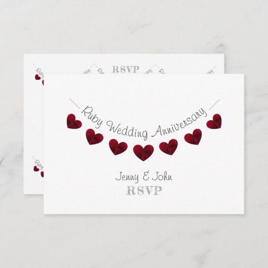 40. ruby Hochzeitstag RSVP Karte (Vorne/Hinten)