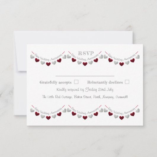 40. ruby Hochzeitstag RSVP Karte (Rückseite)